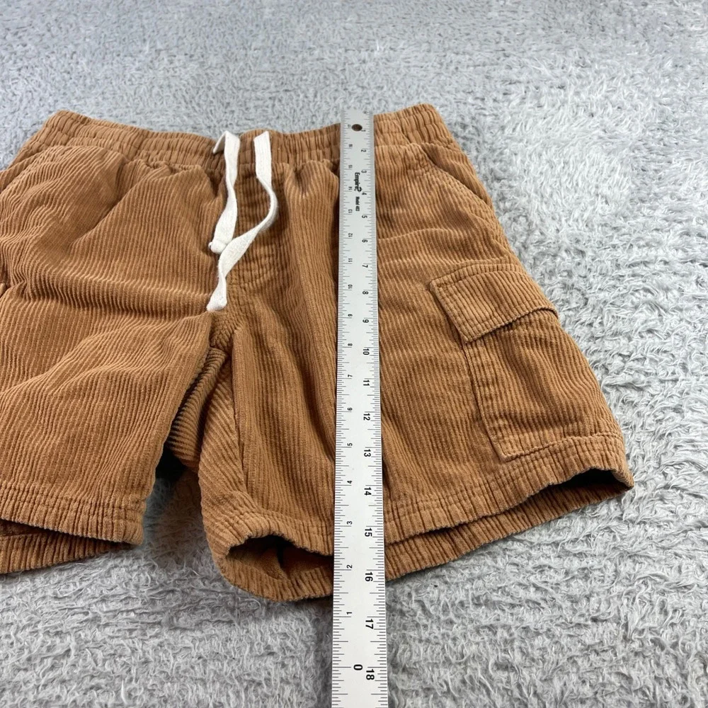 No Boundaries Mens Corduroy Cargo Shorts Brown Elastic Waist Small 28-30